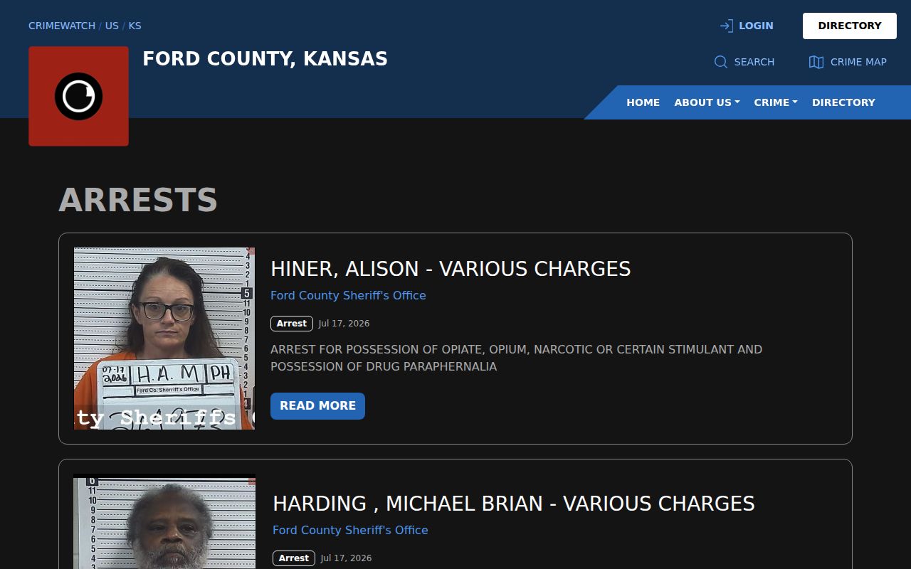 Ford County released inmate mugshot source shown as Sheriff arrest image cards